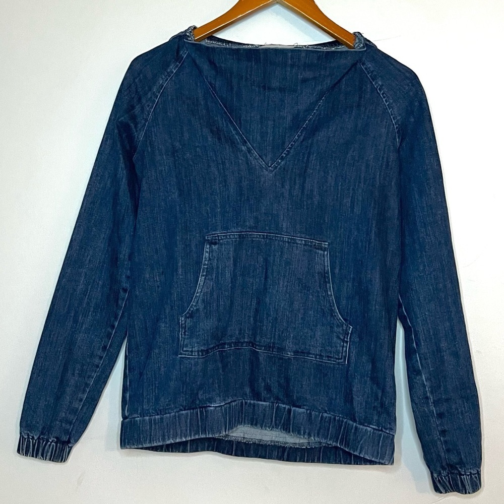 Loup Anthropologie Denim Jean Hoodie Hooded Top Shirt Sz XS
